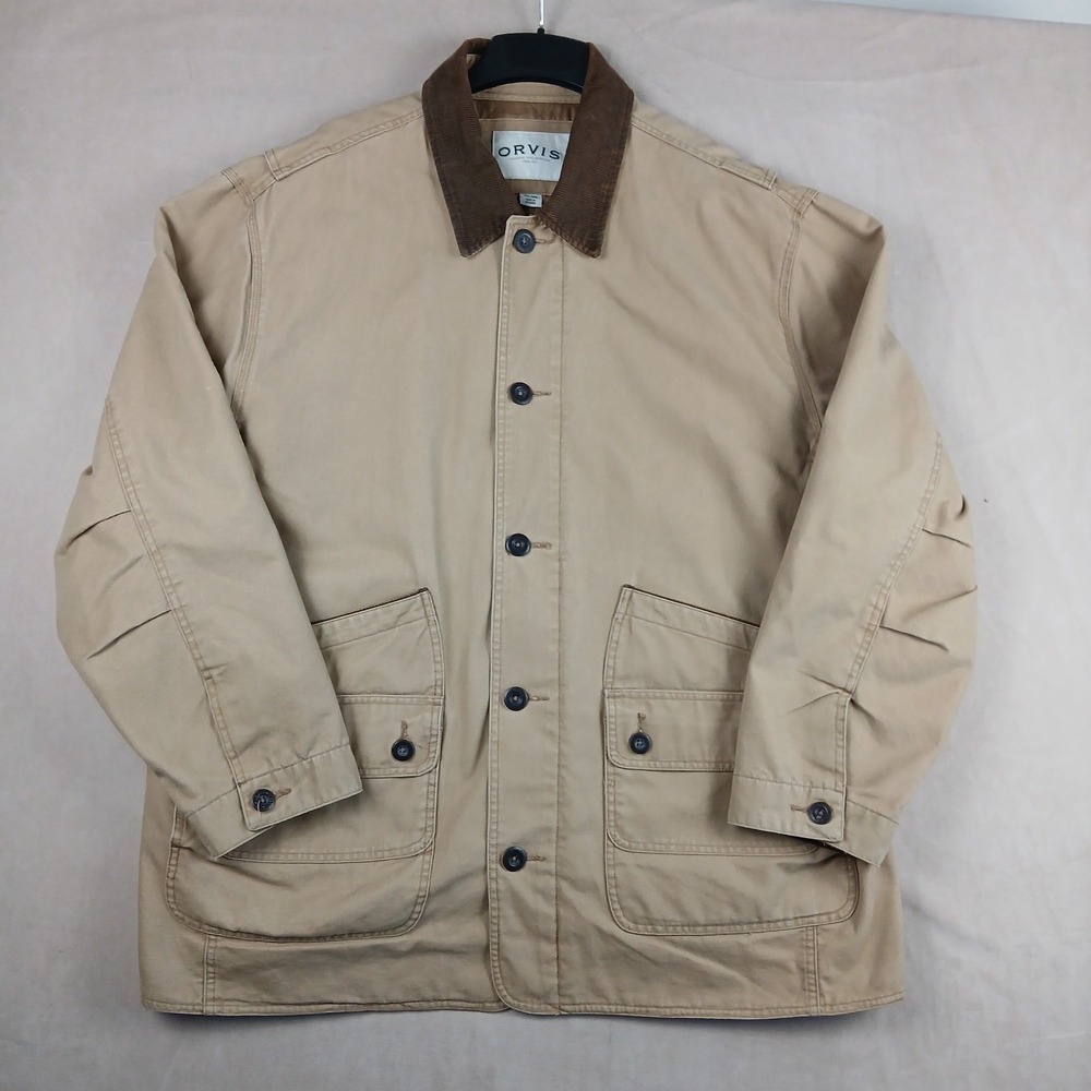 Vintage Orvis XXL Mens Barn Field Coat FLAWS 27x33 Quilted Lining Corduroy Trim